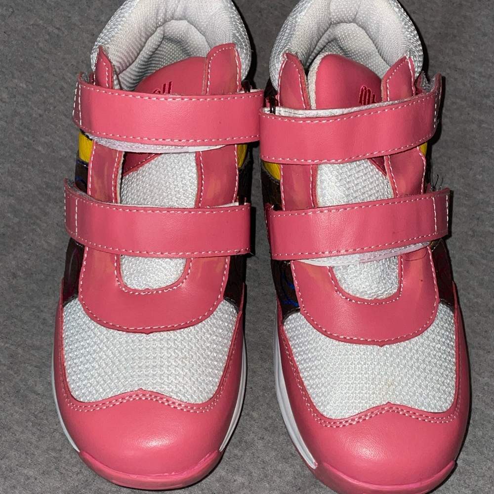 Mt. Emey Youth Size 4.5 Orthopedic Kids Pink and White Velcro Sneakers